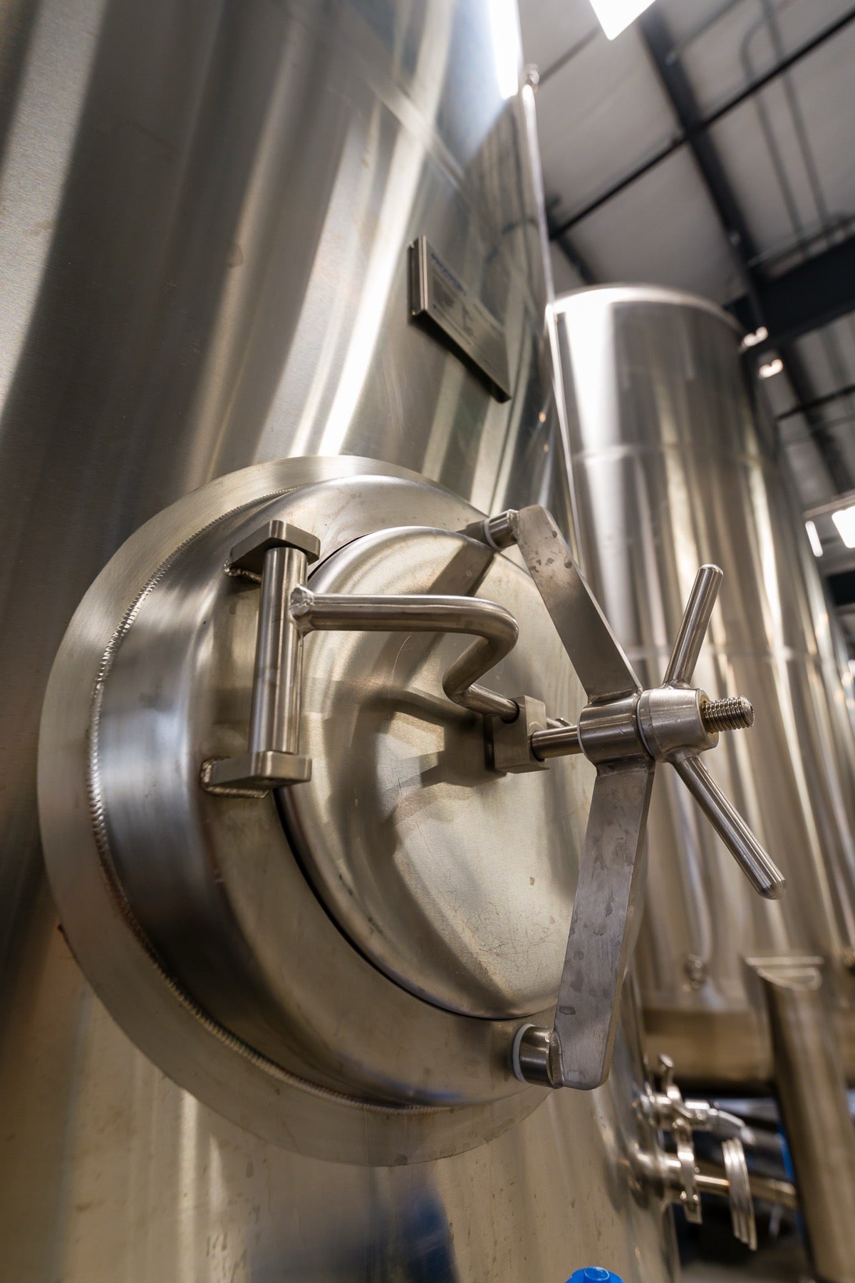 Stainless holding tanks inside the REALM facility